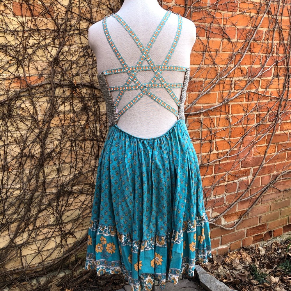Turquoise Orange Star Back Dress EMBODY Upcycled